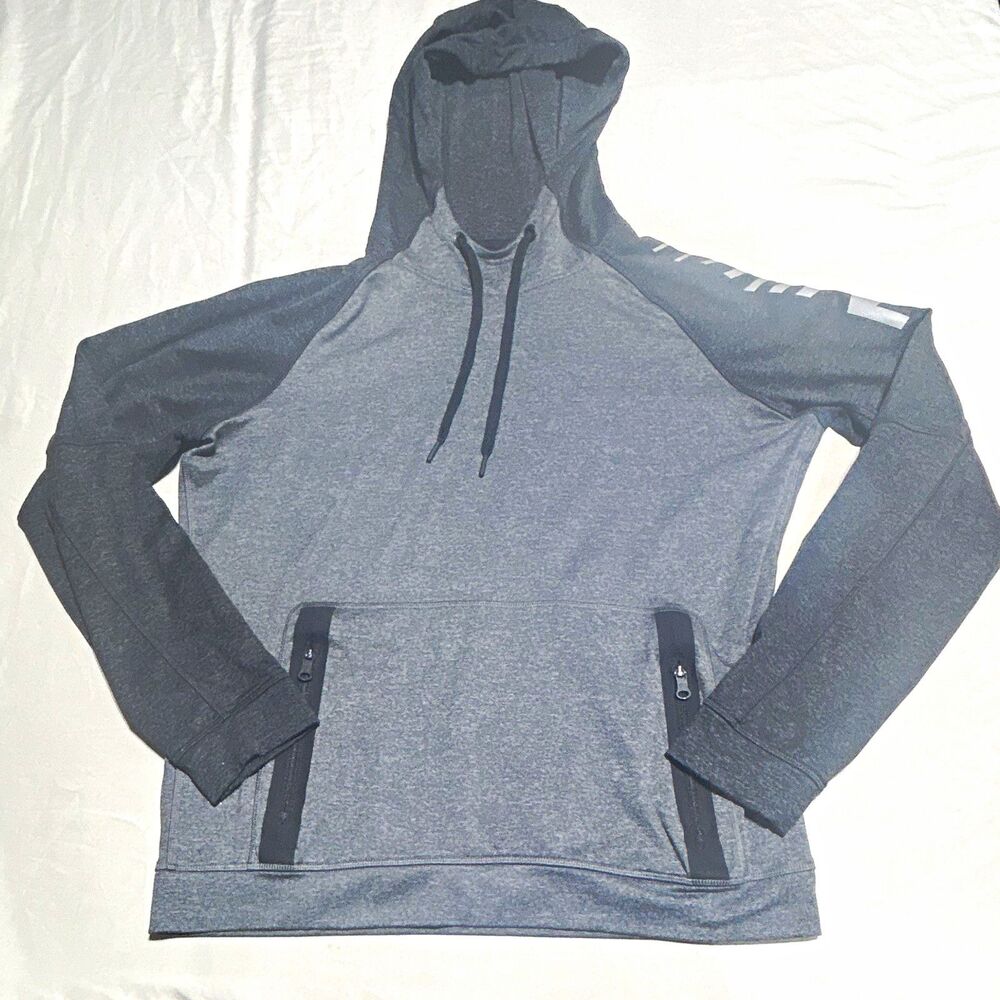 American Eagle AE Flex Mens Medium Gray 2 Tone Active Pullover Hoodie Sweatshirt